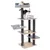 Cat tree with multiple levels, sisal posts and grey resting areas. Two cats use the upper platforms.