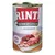 RINTI Kennerfleisch mit Schinken, lattina con immagini di carne e scritte: getreidefrei, fleisch pur, ohne kohlenhydrate, zusammenstellung verfeinert.