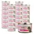 Lot de boîtes Feline Porta 21 Kitten, Hühnerfleisch mit Reis. Étiquette rose avec photo de chaton et texte en allemand visible sur chaque boîte. Lot de boîtes Feline Porta 21 Kitten, Hühnerfleisch mit Reis. Étiquette rose avec photo de chaton et texte en allemand visible sur chaque boîte.