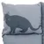 Graues Kissen mit aufgedrucktem Bild einer sitzenden Katze in dunklerem Grau.