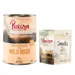 Purizon Kombi-Paket: Adult Nassfutter + Snack  - 24 x 400 g Hühnerfilet mit Wildschwein + 3 x 40 g Huhn mit Fisch