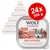 Wolf of Wilderness Great Desert 24 x 300 g, 100% grain-free. Turkey with wild berries, roots and wild herbs. Pakkauskuva useista annosrasioista.