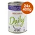 Boîte de pâtée almo nature Daily with natural ingredients, au lapin, pour chat adulte, sans céréales. Lot 24 x 400 g indiqué sur un cercle orange.