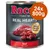 Rocco Real Hearts, Rind mit ganzen Hühnerherzen, 24x800g. Dose zeigt Fleischstücke und Produktdetails.