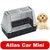Transportbox Atlas Car Mini mit grauem Oberteil, schwarzem Unterteil und Gittertür. Roter Schriftzug 'Atlas Car Mini' unten im Bild.