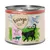 Feringa Classic Meat, Lamb & Beef with peas & watercress, ADULT, 200 g. Immagine di una lattina con disegno di gatto nero e paesaggio rurale. Testo in inglese sull'etichetta.