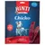 Bolsa de Rinti Extra Chicko, 100 % carne de vacuno, 170 g. Texto visible: 'Wenig Fett ohne Zucker', 'Herzhafte Rindstreifen'. Tiras de carne mostradas en el envase.
