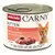 Animonda Carny Kitten Rind + Pute, 100% frische Zutaten, ohne Getreide & Zucker, mit Taurin. Dose mit Abbildung von Fleischstücken und einer orangefarbenen Katze.