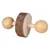 Juguete de madera con dos bolas y un disco de madera natural, apto para roedores.