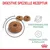 Digestive spezielle Rezeptur. Hochverdauliche Proteine, Präbiotika (FOS) & Psyllium. Abgebildete Kroketten mit Loch in der Mitte und Royal Canin Logo unten rechts.