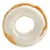 Round chew ring with a white base and light brown layer, shown in close-up to display texture and shape.
