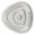 Three-piece white plastic bowl set in triangular shape, stackable inside each other.