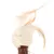 Juguete de cuerda blanca con plumas marrones, adecuado para juego interactivo.