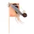 Juguete para gatos: Tiger Cat Dangler con varilla de madera, felpa gris, bola marrón y plumas. El embalaje muestra el texto 'Cat Dangler'.