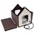 Brown and beige foldable pet house with transparent window, removable floor cushion and heating cable connection.