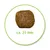 A single brown dry food piece, approximately 21 mm in size, shown in a green circle.