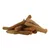 A stack of brown, elongated snacks in stick form.