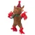 Brown plush toy in the shape of a moose with a red hat, green scarf, and red rope knots on arms and legs.