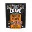 Crave protein strips, chicken with turkey flavour, made with 100% natural chicken and turkey, 55g pack.