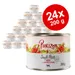Purizon Single Meat Beef with Hibiscus Blossoms, balenie 24×200 g konzerv. Viditeľný nápis Purizon, Single Meat, Beef, 13 %, 200 g a obrázok kvetov ibišteka.