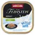 Animonda Vom Feinsten Adult mit Pute in Joghurtsauce. Milkies-Logo sichtbar. Serviervorschlag: Stücke von Pute auf schwarzem Teller.