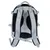 Vue arrière d’un sac à dos gris avec bretelles réglables, sangles de poitrine et de taille, poignée supérieure et rembourrage noir visible sur les bretelles et le dos.