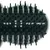 Close-up of a black brush with white and black plastic bristles, suitable for coat care.