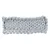 Panier rectangulaire tressé en tissu gris, mailles épaisses visibles, sans marque apparente ni texte.