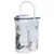 Vit foderbehållare med handtag, tryck 'Pets Collection' och kattmotiv. Märke Curver.