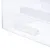 Transparent plastic box with rectangular design and rounded edges, suitable for storing items.
