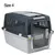 Plastic pet carrier with metal front door, ventilation slats on sides and top, grey and black colours. Visible text: Size 4.