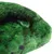 Groene stof met zachte, fluweelachtige textuur en donkere vlekken.