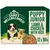 Puppy Junior lamb and chicken with rice, 12 packs of 90g each. Image shows food pieces with vegetables.