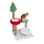 Kratzbaum mit Weihnachtsbaum-Design, roter und grüner Plattform, zwei Liegeflächen und Spielzeug. Katze sitzt auf der oberen Plattform.