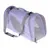 Sac de transport violet avec sangles grises, panneaux en maille sur les côtés et à l’avant, fermeture éclair visible, matériau tissu et plastique.