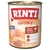 Lata de Rinti Sensible, texto visible: 100%* Huhn + Karotte, nur 1 tierisches Protein, glutenfrei – optimal verträglich, NEU. Imágenes de pollo y zanahoria. Texto en alemán.