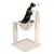 Cat tree with hammock, sisal scratching post, brush and play ball. Cat playing on the cat tree.