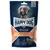 Happy Dog Skin & Coat Functional Snack, za sijočo dlako, z biotinom, cinkom in spirulino. Mehki priboljški. Besedilo v nemščini in angleščini na embalaži.