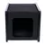 Black fabric cube cave with metal frame, square opening visible at the front.