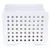White box with square ventilation holes, suitable for storage or as a piece of furniture.