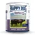 Lata de comida para perros Happy Dog Büffel pur, texto visible: Made in Germany, 100% tierisches Protein*, Buffalo · Buffle · Bufalo. Imagen de dos búfalos en el campo.