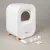 Kooa automatic cat house with accessories: power supply, filter, wheels and spare parts. White design with wooden legs and side controls.