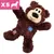 Brunt plyslegetøj formet som en bjørn med lysebrun snude, sorte øjne og næse, synlige lapper på ben og mave. Øverst til venstre står 'XS' med hvid hundesilhuet. Brunt plyslegetøj formet som en bjørn med lysebrun snude, sorte øjne og næse, synlige lapper på ben og mave. Øverst til venstre står 'XS' med hvid hundesilhuet.
