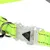 Neongult halsband med reflekterande sömmar, plastspänne och på/av-symbol på svart triangel.