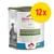 Lot de 12 boîtes Almo Nature HFC Natural thon skipjack et morue, mention sans gluten, image d’un chien sur l’emballage, texte multilingue visible. Lot de 12 boîtes Almo Nature HFC Natural thon skipjack et morue, mention sans gluten, image d’un chien sur l’emballage, texte multilingue visible.
