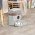 Automatic feeder with transparent container for dry food and two stainless steel bowls, suitable for pets.
