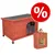 Holz-Hundehütte mit grünem Dach und transparenter Tür, inklusive Tragetasche. Rotes Prozentzeichen für Rabattaktion sichtbar.
