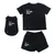 Set nero composto da T-shirt e shorts con scritta 'Best. Dog Mom. Ever.' e maglietta per cane con scritta 'Best. Fur Baby. Ever.'.