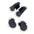Set de 4 protections pour jambes de cheval, extérieur noir rigide, intérieur doublé de fausse fourrure beige, fermetures à scratch, étiquette visible 'SET WARM'.