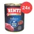 RINTI Singlefleisch Ross Pur, Exclusive, 1 Protein Single, getreidefrei. Verpackung zeigt 24x Dosen mit Pferdefleisch. RINTI Singlefleisch Ross Pur, Exclusive, 1 Protein Single, getreidefrei. Verpackung zeigt 24x Dosen mit Pferdefleisch.